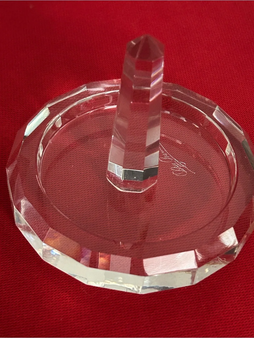 Oleg Cassini Clear Crystal Ring Holder on Red